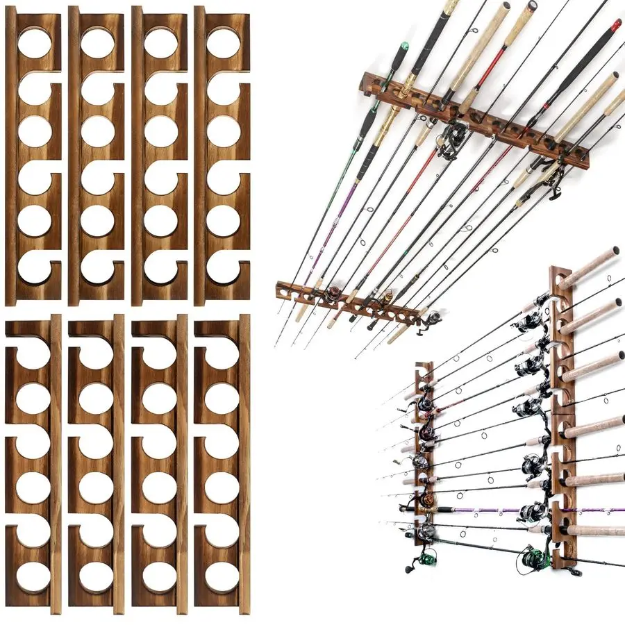 

Держатели для удочек на 24 удилища, настенные или потолочные, для хранения в гараже, органайзер для рыболовных снастей