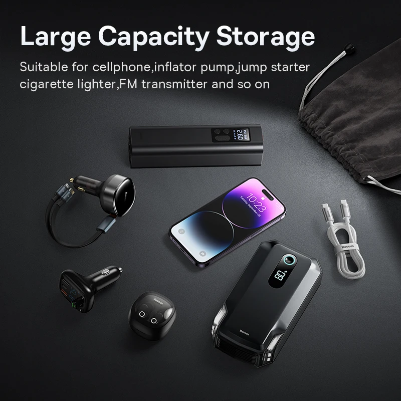 Baseus Portable Car Storage Bag for Stowing Tidying Phone Pouch Power Bank Phone Cable Inflator Pump Car Interior Accessories