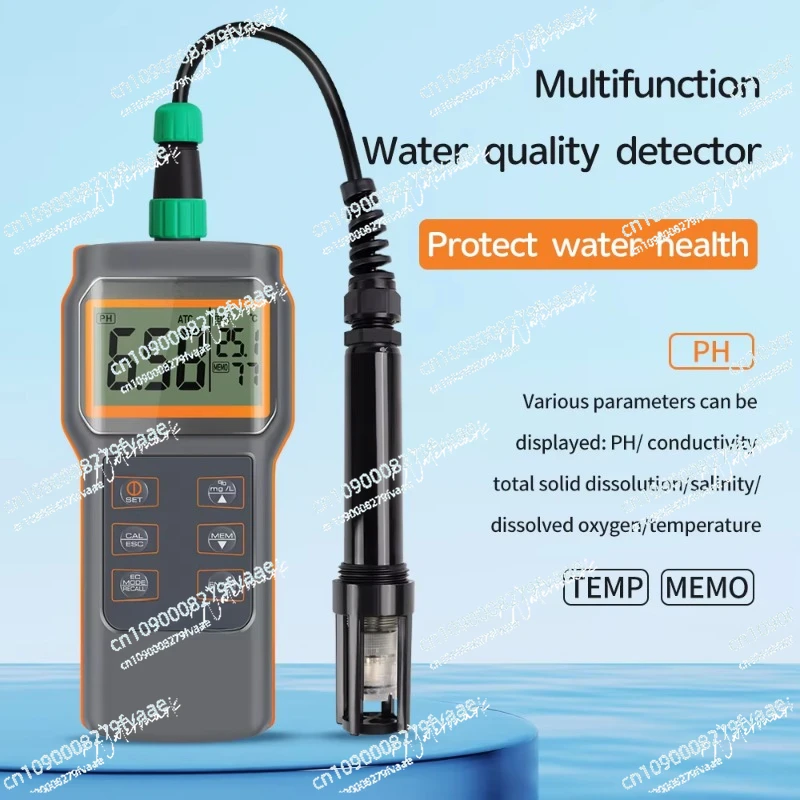 AZ-86021 كاشف الأوكسجين المذاب متعدد الوظائف المحدث حديثًا pH/EC/درجة الحرارة/TDS/مذكرة/الملح IP 67 حوض السمك المقاوم للماء