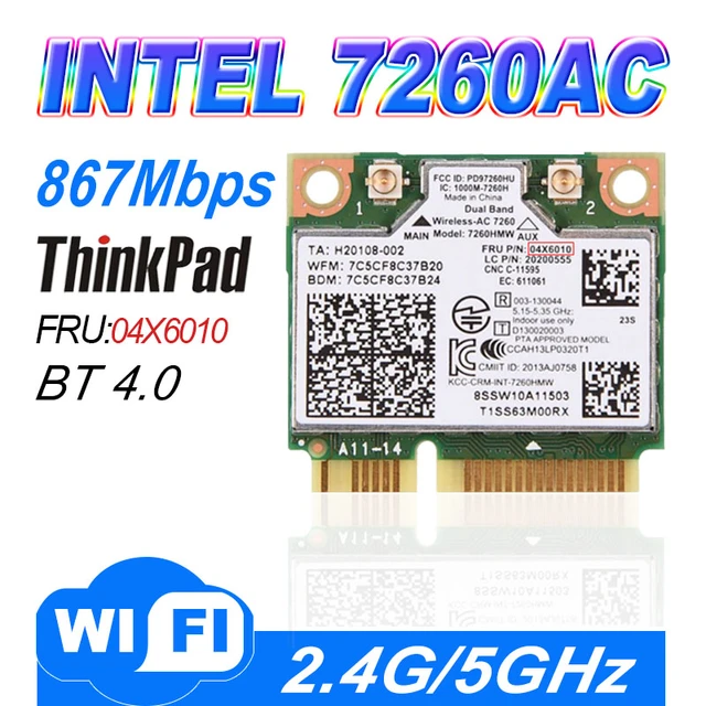 Intel Dual Band Wireless-ac 7260 7260hmw 7260ac Thinkpads440 S540 E440  Intel7260ac Dual Frequency 867m Bluetooth 4.0fru: 04x6010 - Network Cards -  AliExpress