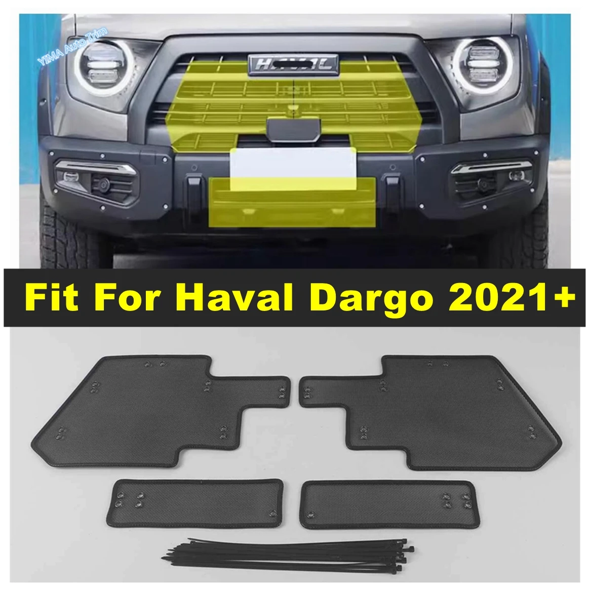 

Car Front Grille Insect Insert Screening Mesh Net Protection Molding Accessories Exterior Refit Kit For Haval Dargo 2021 2022