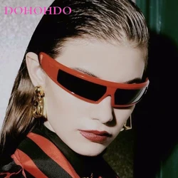 New Wrap Around Punk Y2K Sunglasses Women Fashion Futuristic Sun Glasses Vintage Rectangle Men Big Frame Outdoor Goggle Shades