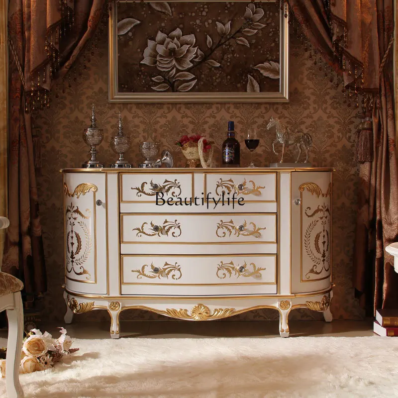 

European neoclassical white side cabinet French retro entrance cabinet