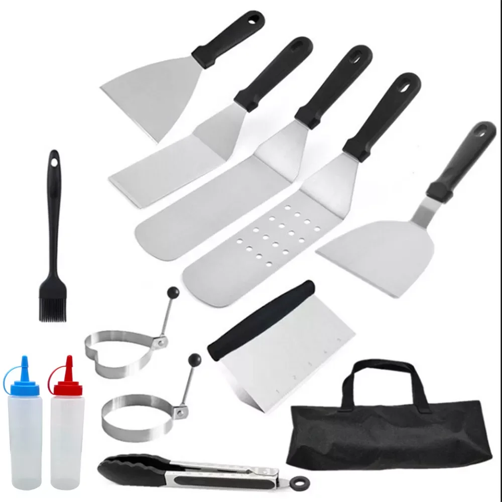 Griddle Accessories Kit For 13 PCS Professional BBQ Grill Tools Set