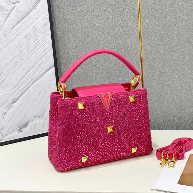 Handheld Women\'s Bag  New European and American Fashion Diamond studded Star Same Style Single Shoulder Crossbody Trendy Women