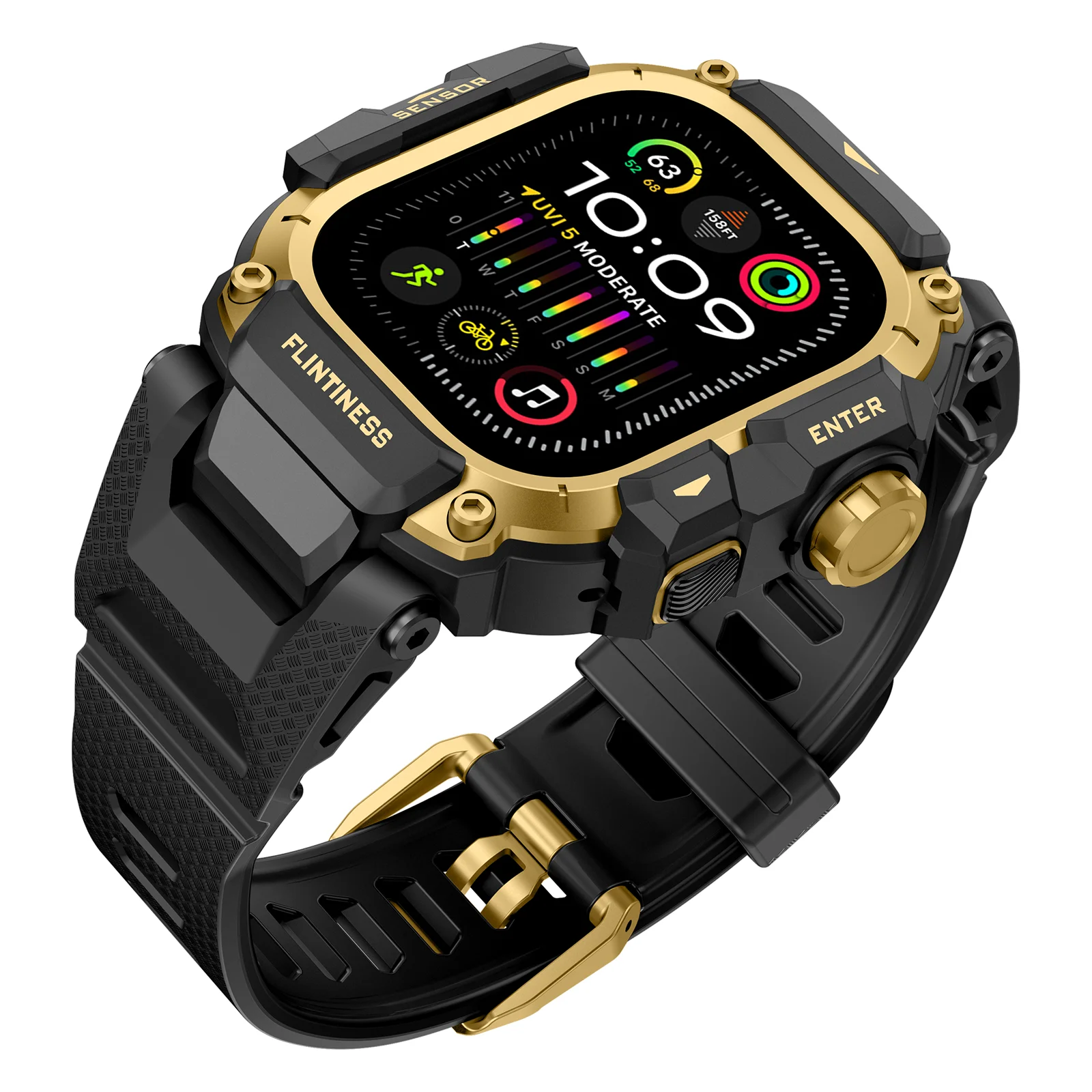Taktisches Armband für Apple Watch Ultra 4/3/2 49 mm, Silikonarmband + Metall-Schutzhülle, Smartwatch-Zubehör, Armband für die iWatch-Serie. – Detail 3