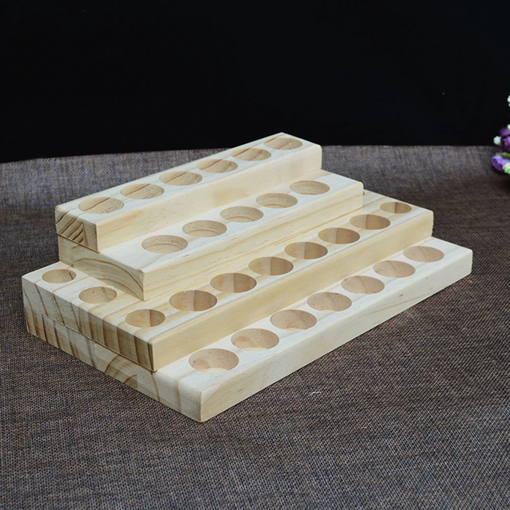 

Solid Wood Essential Oil Rack 3 Tier Stepped Shelf Desktop Storage Organizer Skincare Products Perfume Bottle Holder