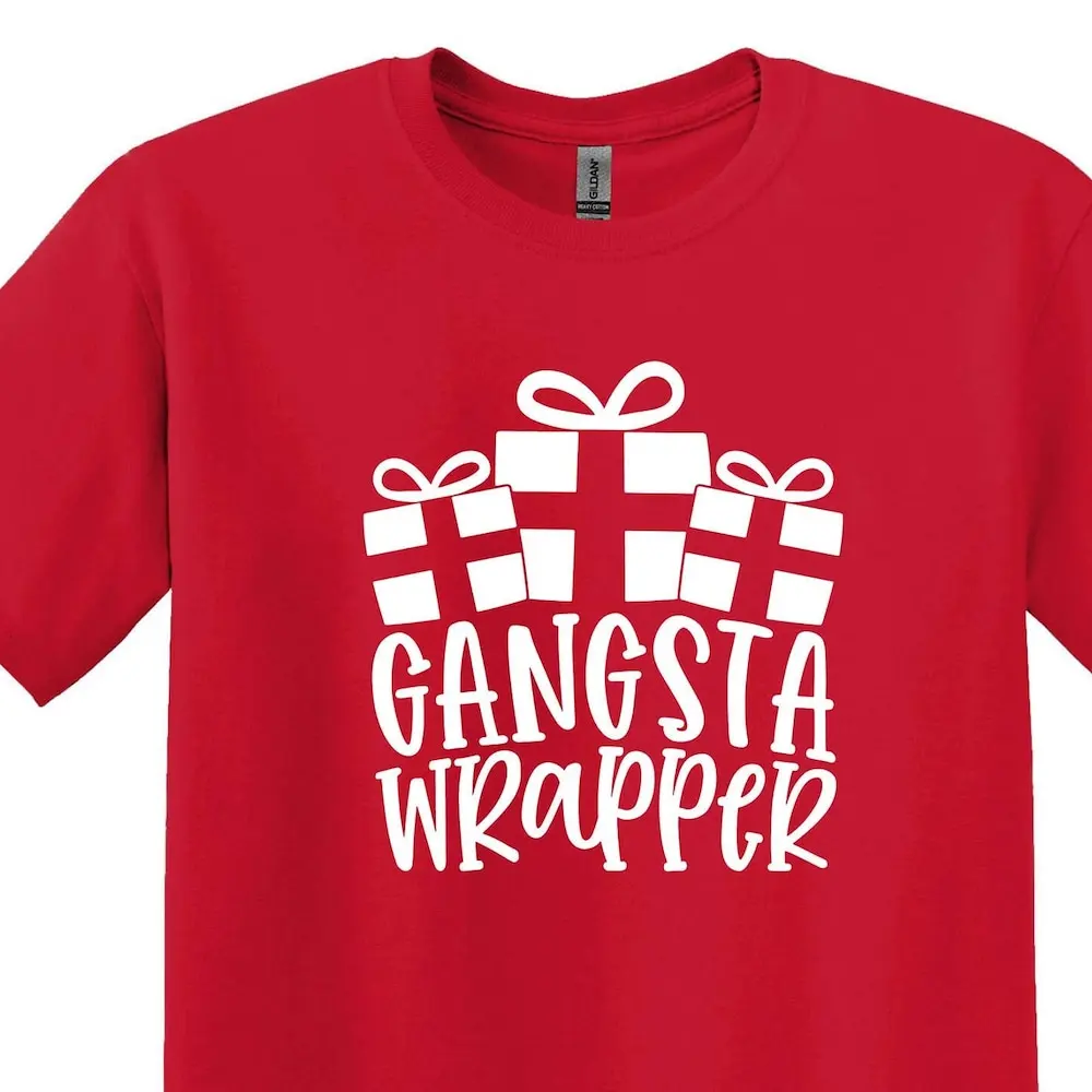 Gangsta Wrapper T Shirt Christmas Funny Sarcastic Merry