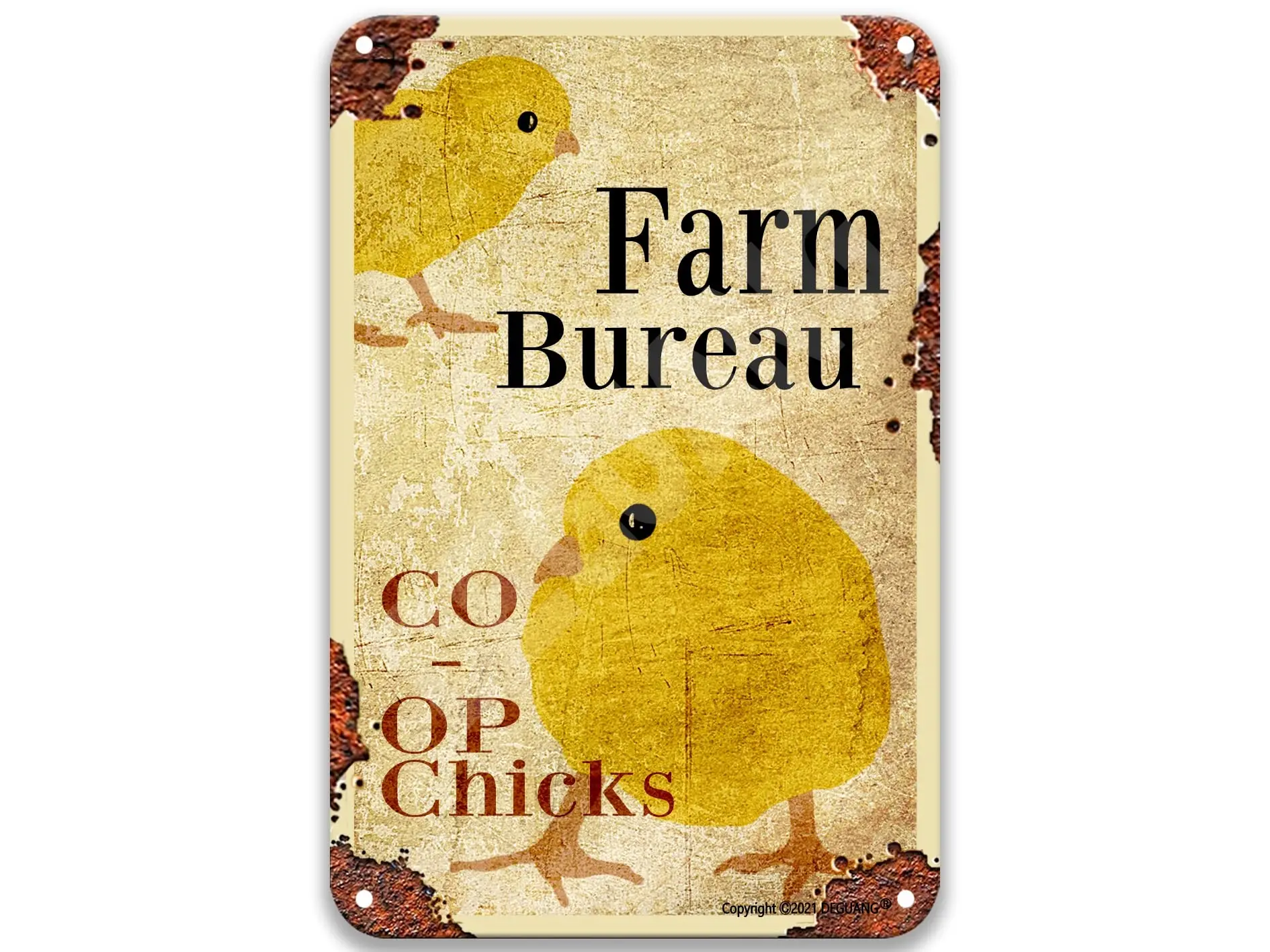 Countryside Farm Bureau Chick Co-Op Chicken Poster Tin Sign Funny Home Decor Funny Garage Signs Garage Wall Decor For Men Tin Si