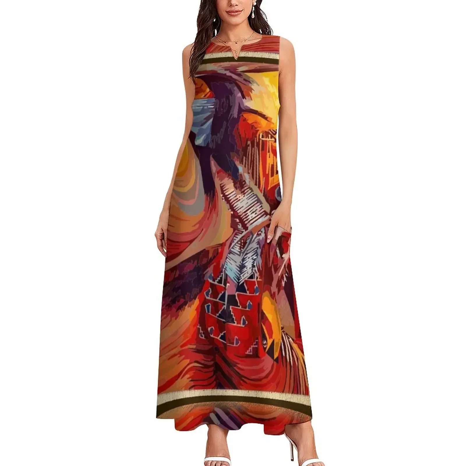 Sukienka długa w stylu indiańskim FWC 0542, luźna sukienka damska, odzież damska, stylowa sukienka koreańska na studniówkę, sukienki letnie