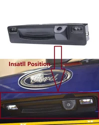 HD Rear View Camera for FORD Escort FORD Focus 3 Hatchback CTCC Ecoboost C -MAX 2015-2018, Tailgate handle Waterproof Camera