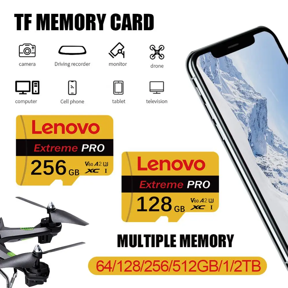 100% Lenovo Micro TF SD Card classe 10 TF Card 512GB 256GB 128GB scheda di memoria fino a 140 MB/s per Nintendo Switch Phone Flash Card