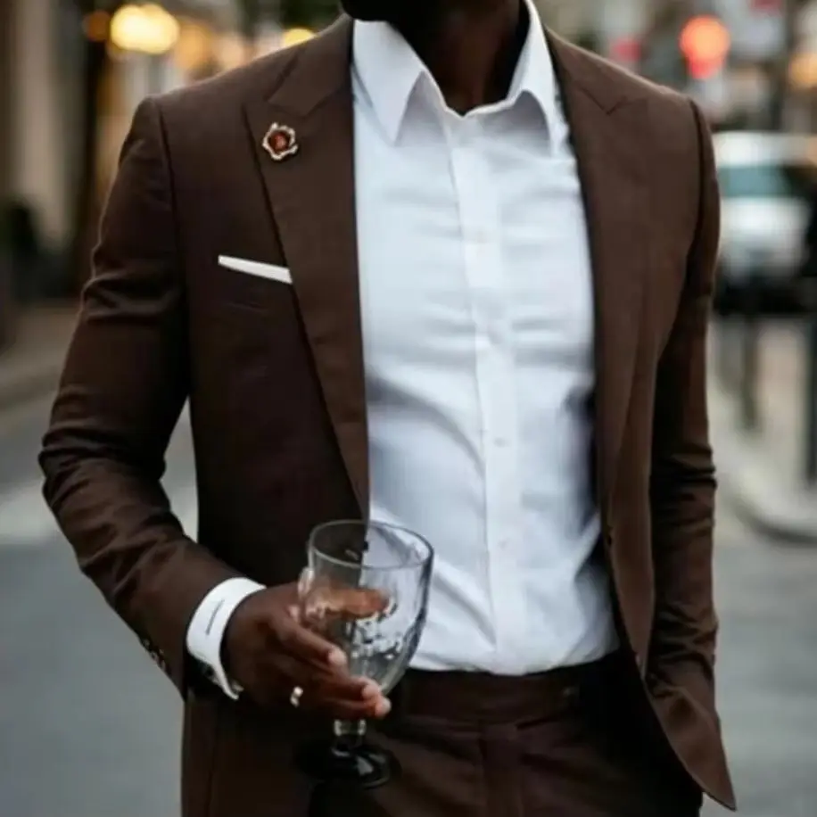 

Classic 2 Piece Suits for Men Peaked Lapel Jacket Pants Male Clothing Handsome Slim Fit Business Gentleman Slim Fit Blazer Sets