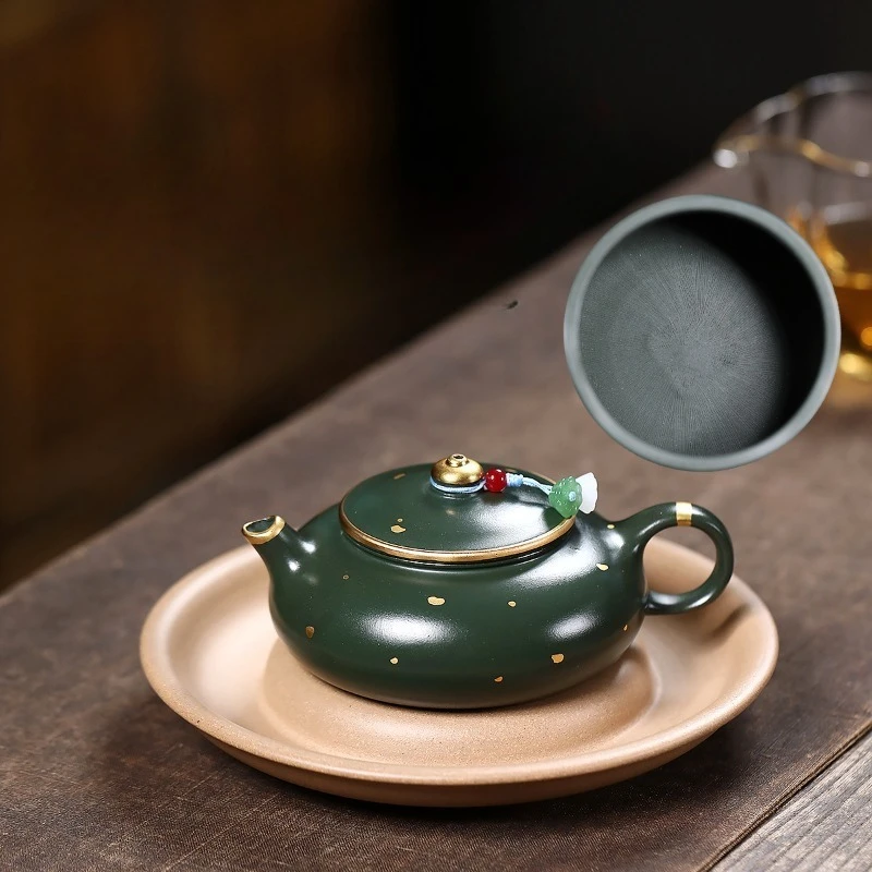 Kung Fu Tea Set: Handcrafted Yixing Purple Clay Teapot Made From Raw Green Clay