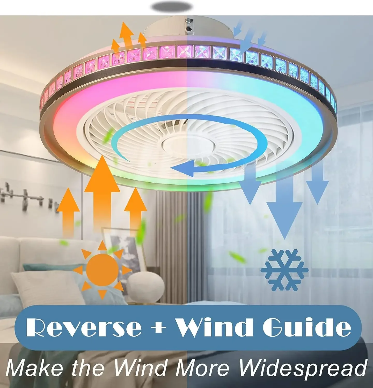 50CM Ceiling Fan Chandelier With Led Light Remote Control Bluetooth Speaker Ventiliator Fan 6 Speed Wind Guide For Home Lghting