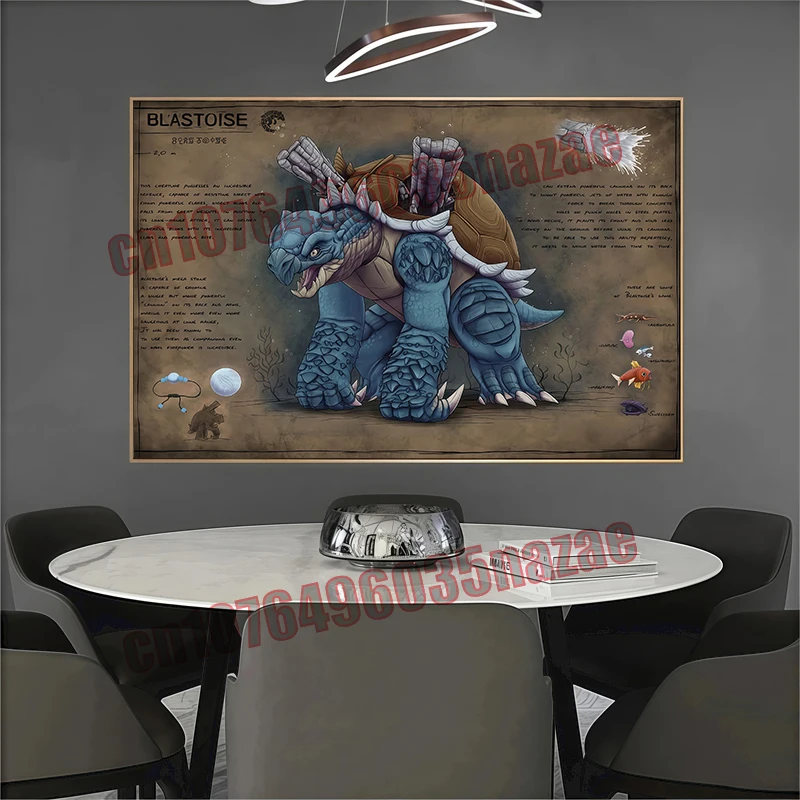 

Anime Pokemon Retro Poster, Bulbasaur, Squirtle, Kyogre, Charizard, Zeus, HD Printed Canvas Painting Wall Art Deco Oil Painting