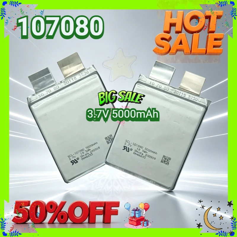 2PCS 3.7V Max 4.2V 107080 40C DIY 3S 5000mAh Battery Cell for Drone Jump Car Starter Automobile Ignite  Welding Pen 10*70*80mm