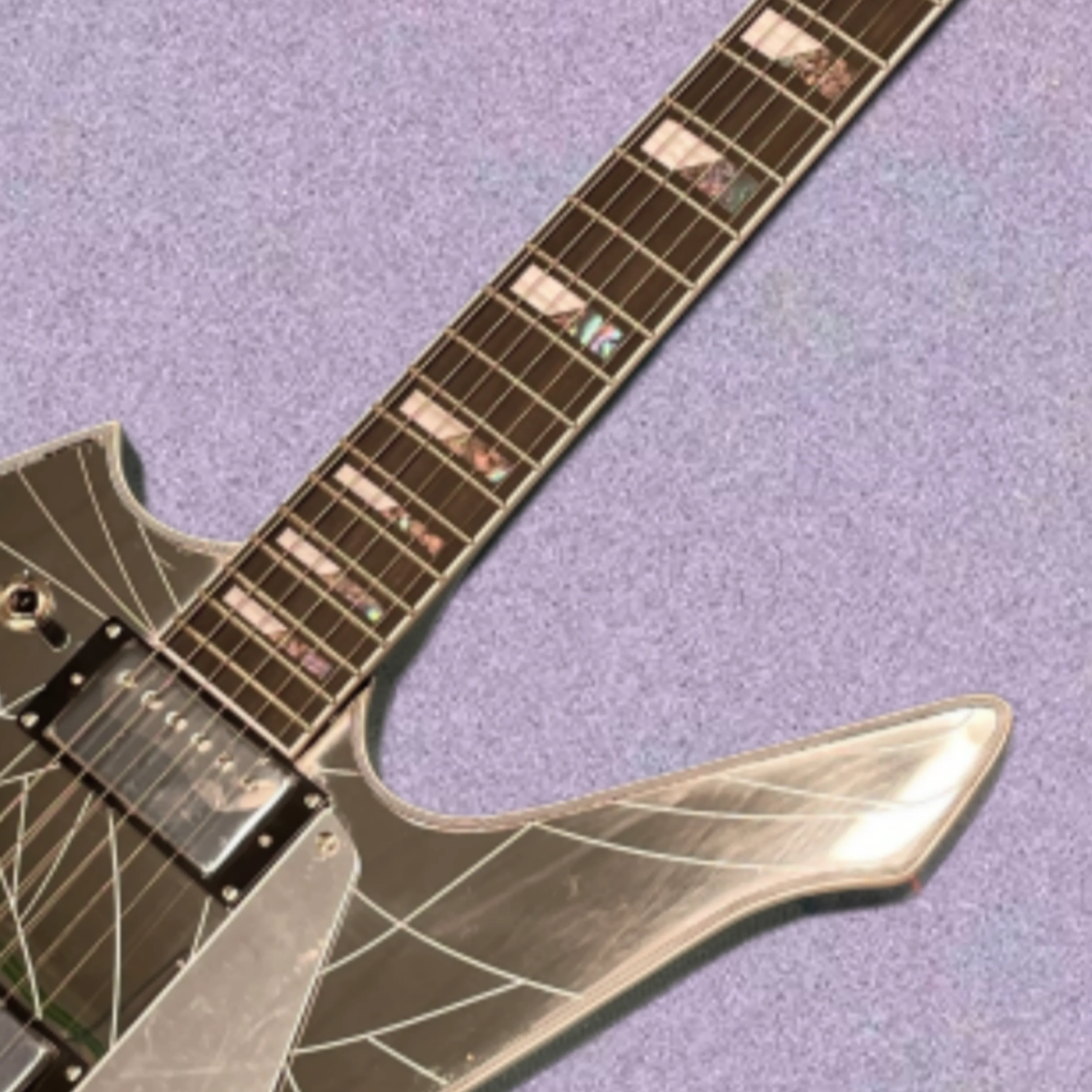 6-string electric guitar vintage crack spider web pattern, 3 independent knobs guitars, rock solo performance electric guitarra