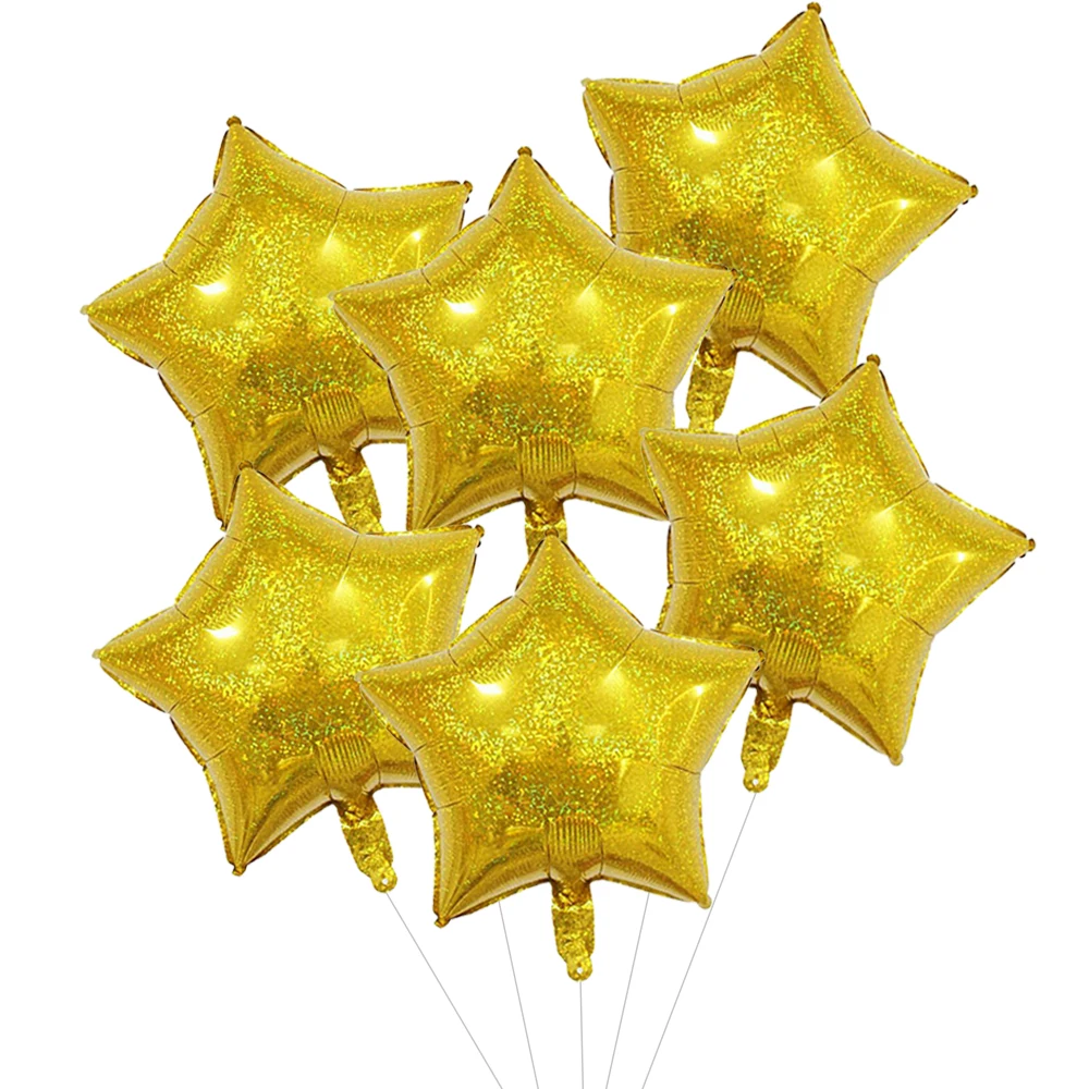 6 Pack 18 Inch Gold Star Foil Balloons, Metallic Star-Shaped Balloons for Birthday, Wedding, Graduation and Party Decorations