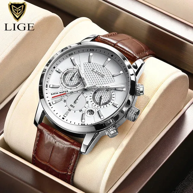 Man Watch LIGE Brand Luxury Casual Leather Quartz Watches for Men Fashion Business Clocks Male Sport Waterproof Date Chronograph