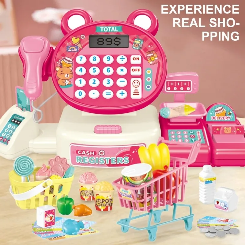 New Cute Bunny Bear Frog Cash Register Supermarket Shopping Computer Play Sets parent-child interaction Puzzle gifts for kids