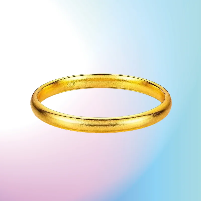 

NEW 9999 real gold 24K yellow gold Plain Ring Bracelet Seamless Retro Plain Face 7mm Heritage Bracelet