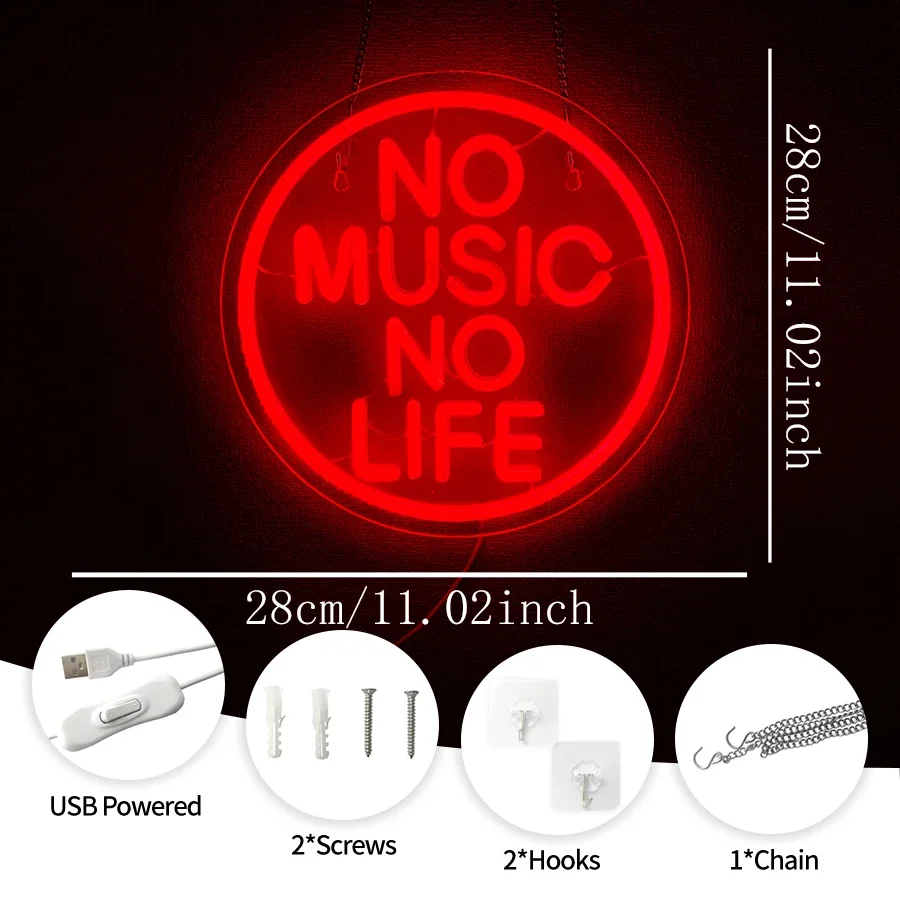 Bedroom,Studio,Music Party,Man Cave,Bar,Gaming Aesthetic Music Neon Sign,LED Lights Sign For Music Lovers Room Wall Decor