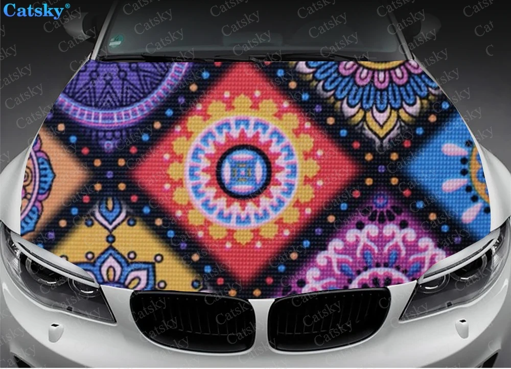 Ethnic Style Printstyle Car Floor Mats,Car hood wrap lion decal,bonnet vinyl sticker,full color graphic decal,Custom Fit Any Car