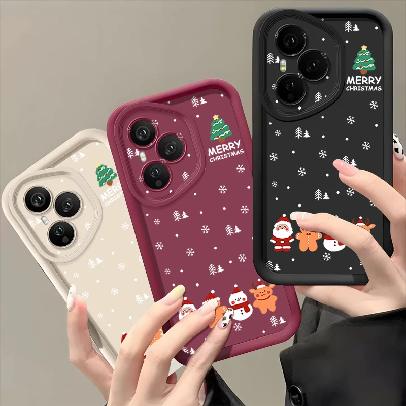Soft TPU Phone Case For Honor 400 200 Pro Magic7 Lite X8c X9c Smart X6a X6b X6c Happy Christmas Print Shockproof Silicone Cover