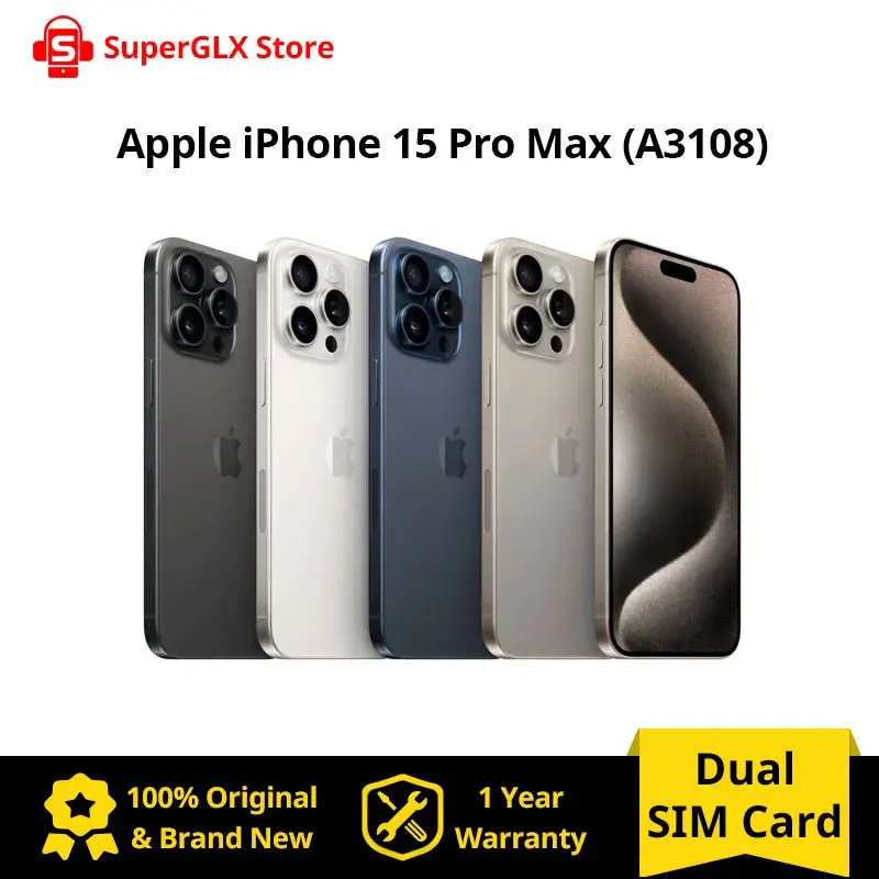 

2023 оригинальный Apple iPhone 15 Pro MAX 8 ГБ ОЗУ 256 ГБ/512 ГБ/1 ТБ ПЗУ A17 Pro бионический чип 6,7 ''120 Гц Супер Retina XDR дисплей