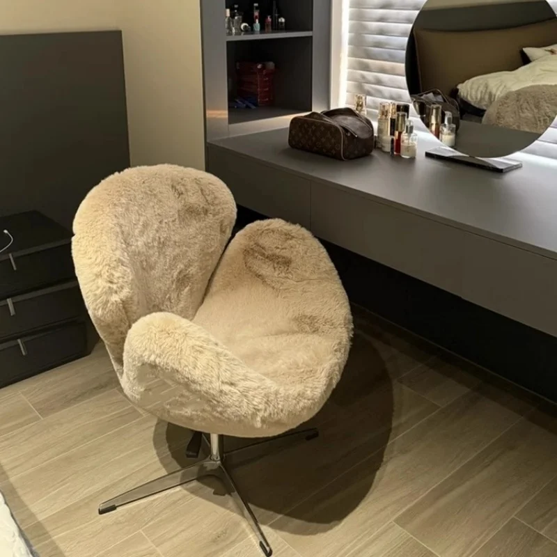 

Fluff Dressing Chair Bedroom Rotatable Lifting Lounge Chair Vanity Stools Pink And White Fixed Feet And Pulley Feet Are Optional