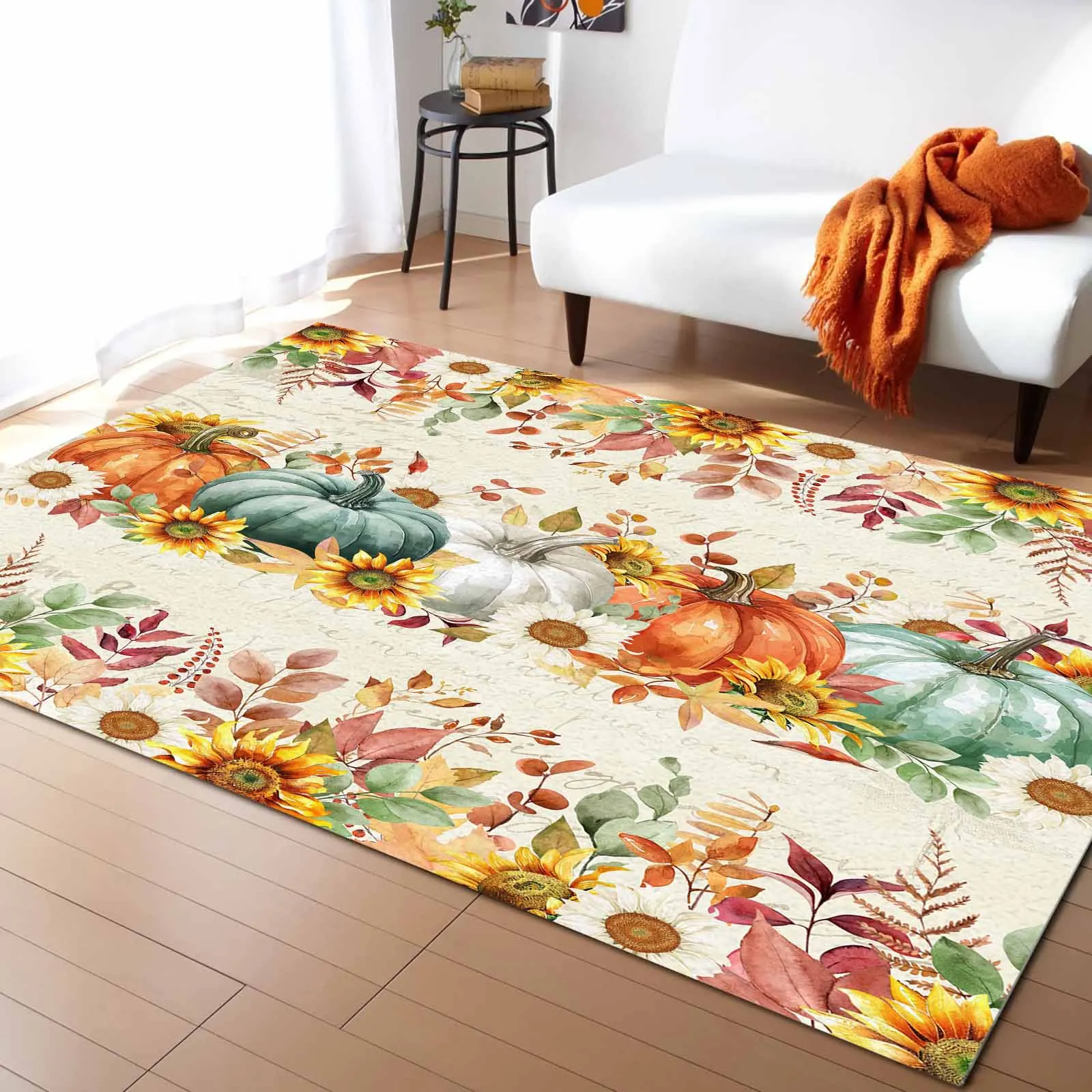 

Thanksgiving Autumn Eucalyptus Carpet For Home Living Room Bedroom Bedside Decor Large Area Rug Teen Room Decor Carpet