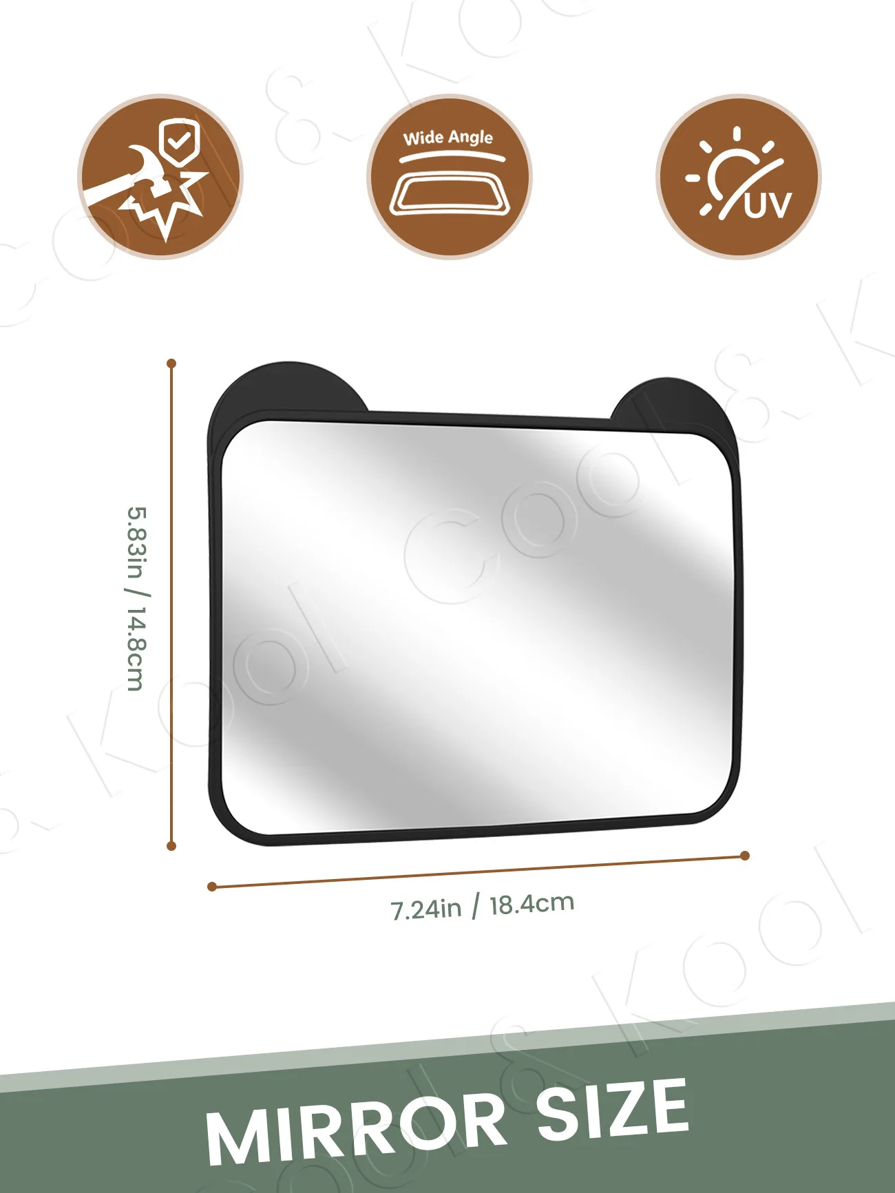 Adjustable Wide-Angle Baby Car Mirror with Bear Ears, Headrest Mounted Safety Monitor