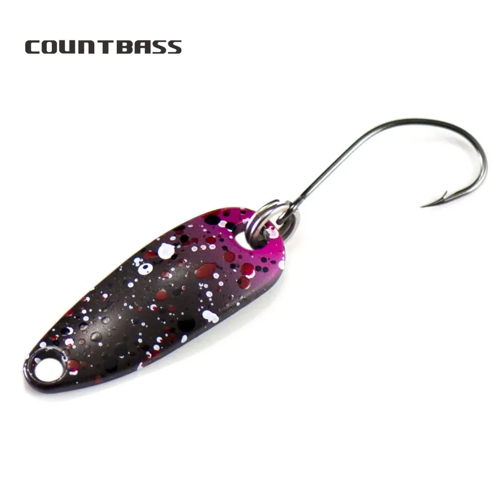 

Countbass Casting Spoon With Korean Single Hook, Size 28.2x10.2mm, 2.7g 3/32oz Salmon Trout Pike Bass Fishing Lures