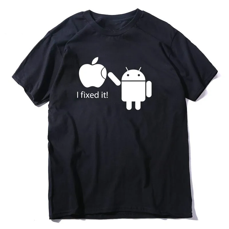 

I Fixed It! Funny Apple Humor Mobile OS Logo T-Shirt 100% Cotton O-Neck Summer Short Sleeve Casual Mens T-shirt Size S-3XL