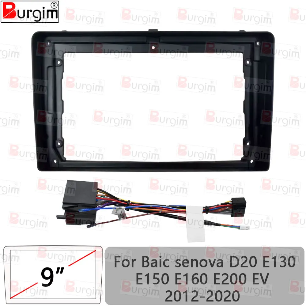 Car Radio Fascias Frame For Baic senova D20 E130 E150 E160 E200 EV 2012-2020 9 inch Stereo Panel Harness Power Cable Adapter