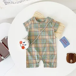 Sanlutoz Summer Short Sleeve Baby Boys Rompers Plaid Casual Infants Boys Clothing Fashion