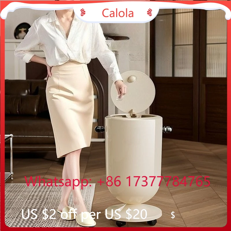 Wheeled Movable Waste Bin Large Capacity Modern Storage Bucket Kitchen Living Room Food Trash Can
