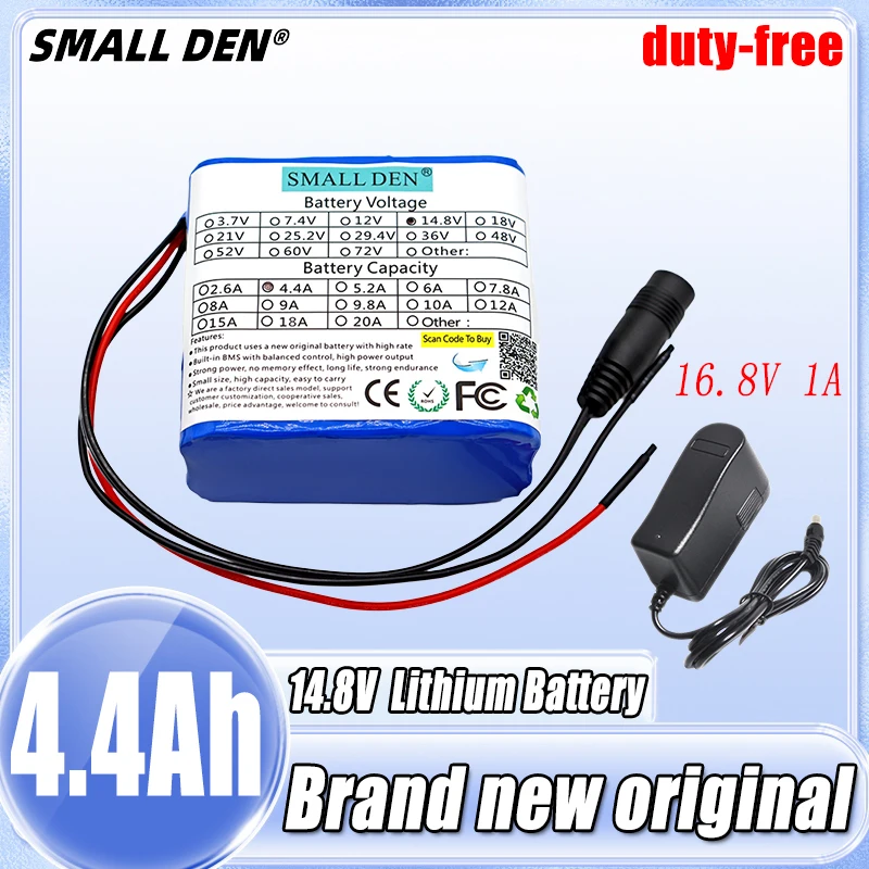 

14,8v 4,4ah Grade A Brand new original lithium-ion battery 4S2P with BMS night fishing light heating pit light amplifier battery