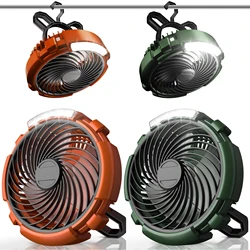 6000mAh Camping Fan Rechargeable Portable Outdoor Camping Ceiling Fan 180° Wireless Tent Fan with Hook and Light Air Circulators