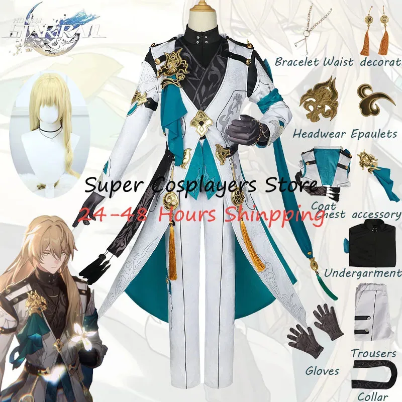 

Luocha Cosplay Costumes Honkai Star Rail Suits Wig Adult Outfits Christmas Carnival Role Play Uniform Full Set Clothing for Men