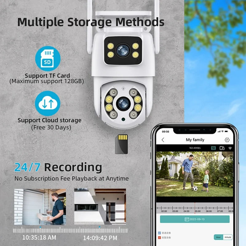 Camera Dual Lens Outdoor Night Vision Human Detection Auto Track CCTV Surveillance IP Camera Security Protection EU Plug