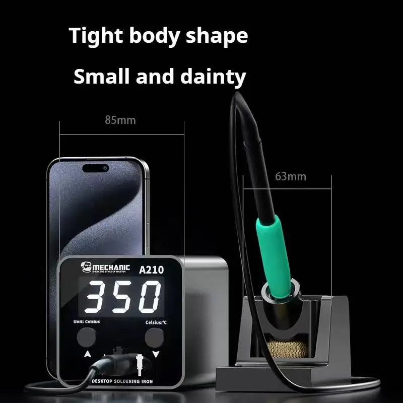 MECHANIC Portable Soldering Station, Mini Soldering Iron, Precision Temperature Control, Short Circuit Protect LED, A210 T12