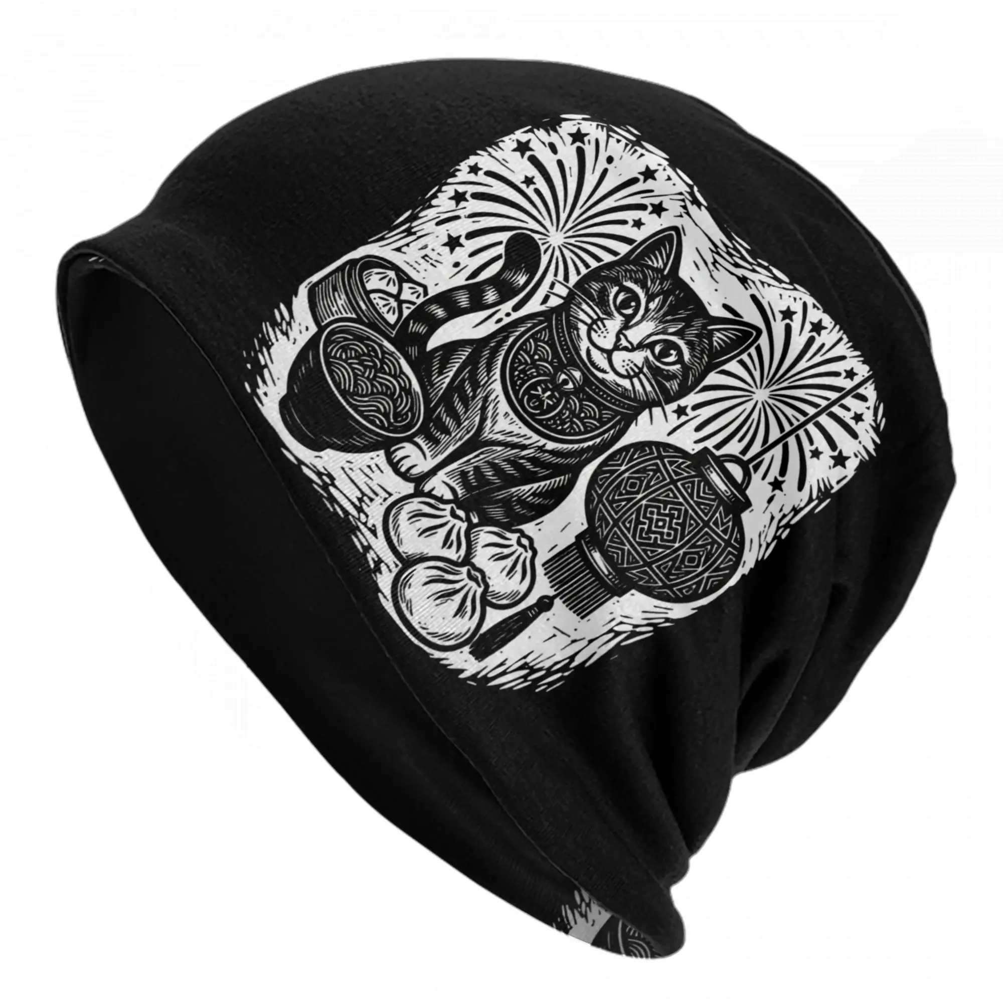 You Met Me at A Very Chinese Time in My Life cute cat  Skullies Beanies Hat  Street Caps Warm Multifunction Bonnet Hat