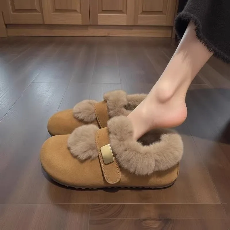 

Women Winter Warm Fuzzy Slippers, Plush Fur Lined Non-slip Indoor House Shoes