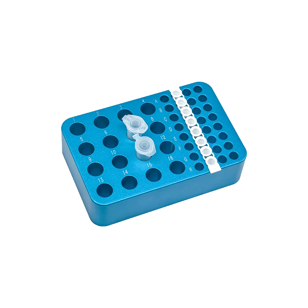 Low temperature metal ice box - colored aluminum tube holder, 32 holes for 0.2mL PCR+16 holes for 1.5/2mL centrifuge tubes