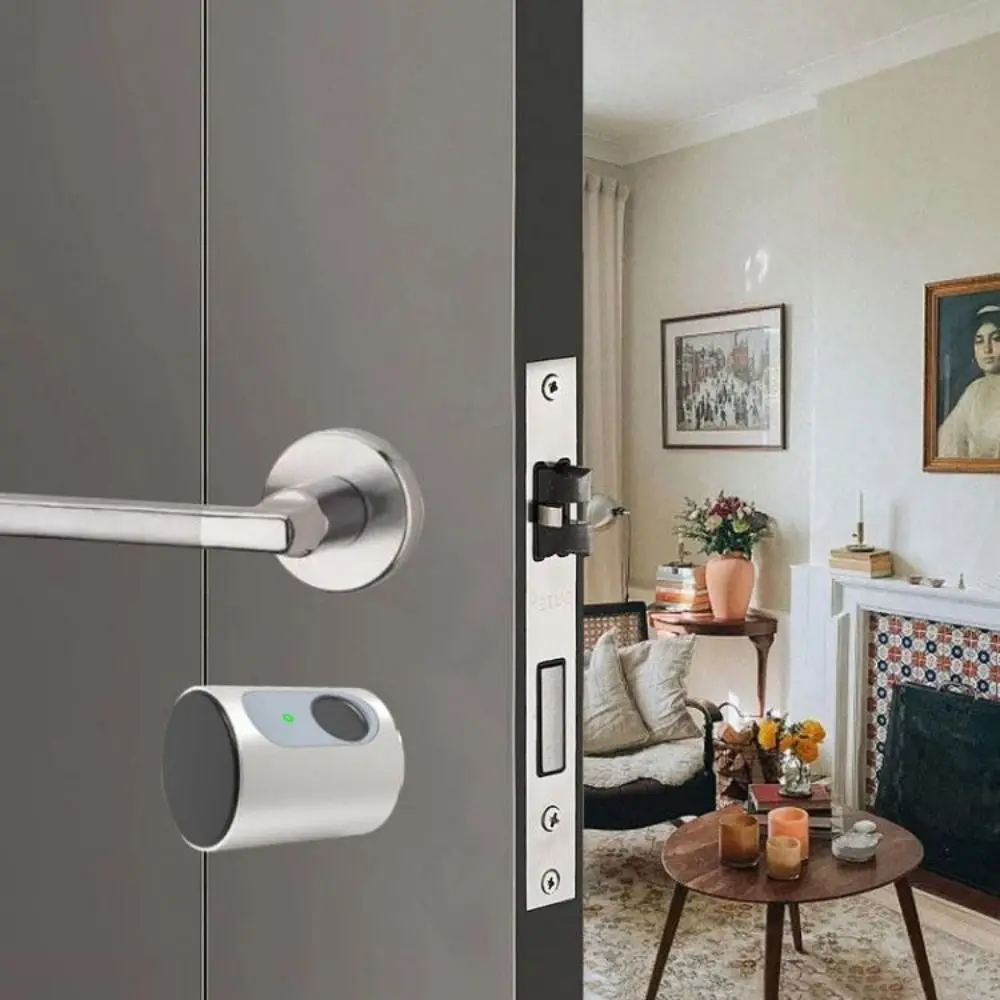 

Компактный электронный замок черного цвета с технологией распознавания отпечатков пальцев, умный замок с Bluetooth-подключением, цилиндрический тип