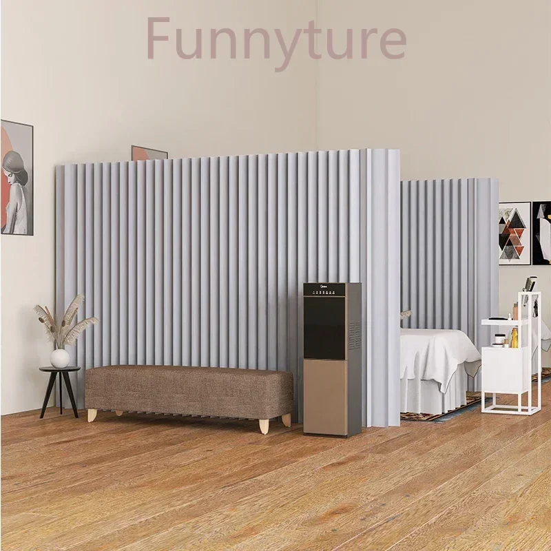 Foldable Paper Screen Partition Grey Wall Office Beauty Salon Folding Mobile Live Background Room Divider Screen Office Divider