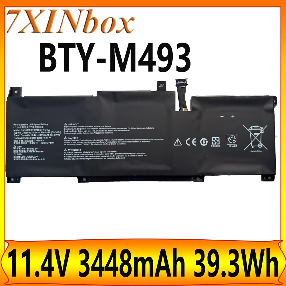 

7XINbox 39.3Wh BTY-M493 BTY-M49 11.4V 3448mAh Laptop Battery For MSI MS-14C1 Prestige 14 A10SC B10MW Summit E14 A11SCS