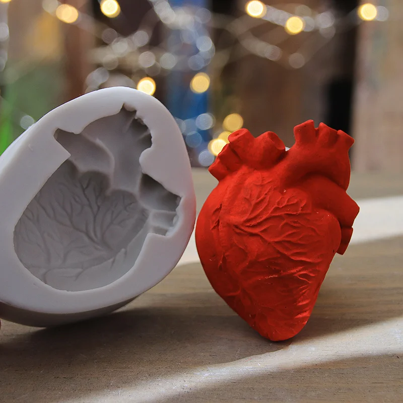 Halloween Mini 3D Heart Brain Silicone Mold Fondant Chocolate Moulds DIY Pastry Cake Decoration Baking Tools Cupcake Topper